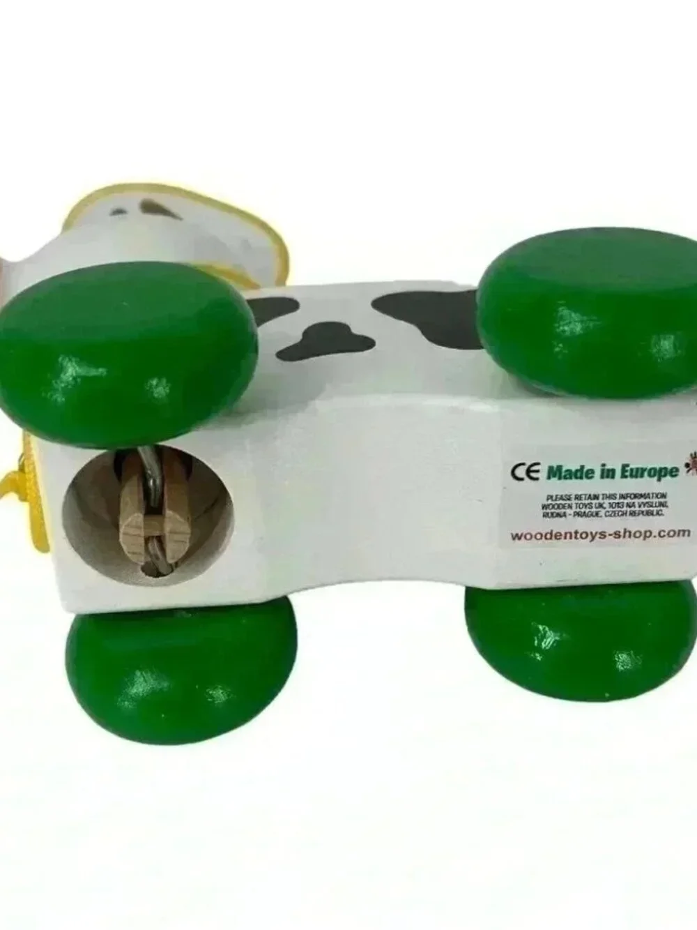 Wooden Cow Pull Along Toy Hand Painted Made in Europe New